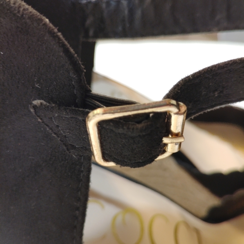 CCOCCI Jessie Espadrilles Wedge Sandal Black Suede w/ Ankle Buckle Strap - Picture 12 of 14